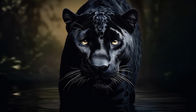 Vista frontal do Panther em fundo escuro