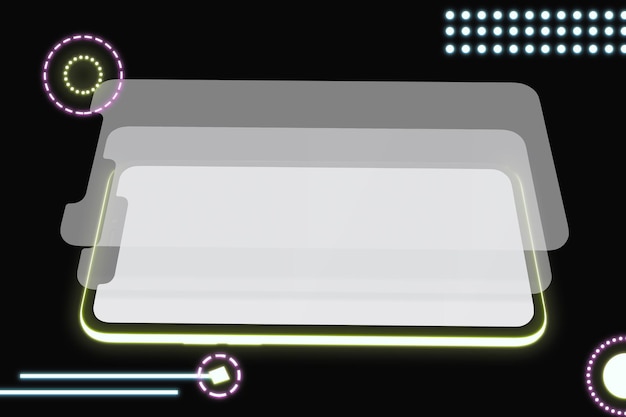 Foto vista frontal do telefone horizontal 11 em plano de fundo com tema neon