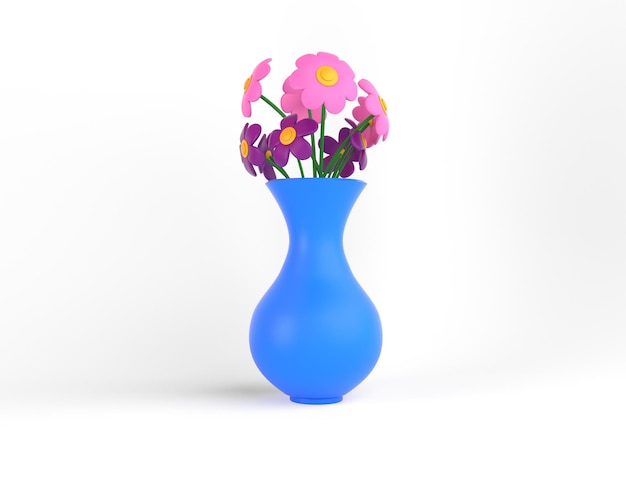 Vista frontal do vaso de flores isolada em fundo branco