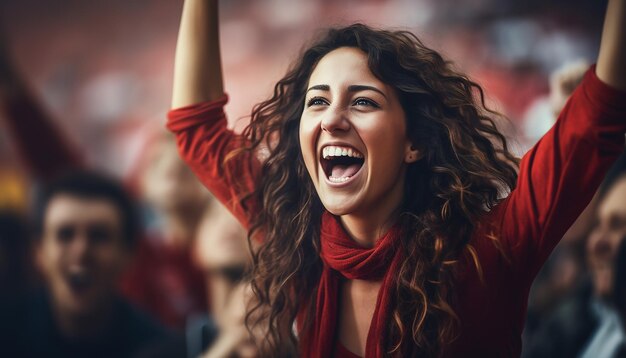 vista frontal de la foto de una mujer animada con bandera francesa y confeti