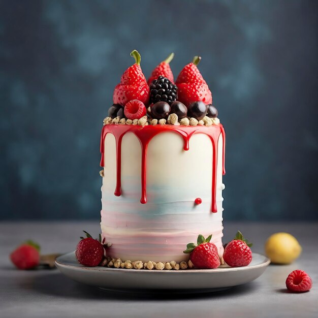 Vista frontal libre de un delicioso pastel con espacio de copia Un pedazo de pastel de chocolate decorado con fresas