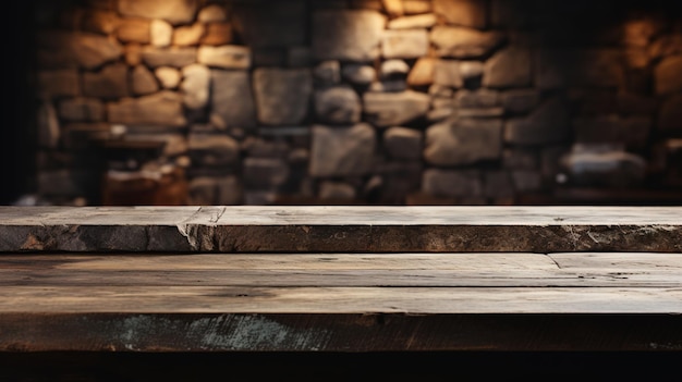 Foto una vista frontal de una mesa de piedra vacía de color gris oscuro con un modelo de mesa de piedra en blanco de fondo de roca borrosa