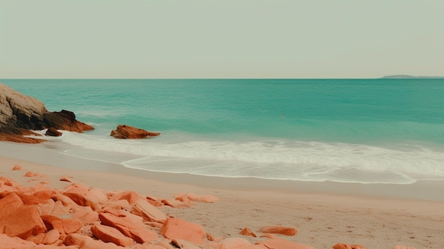 Vista frontal mínima de la escena de la playa