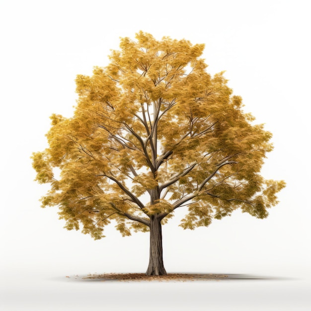 Vista frontal minimalista de un árbol de arce de azúcar aislado