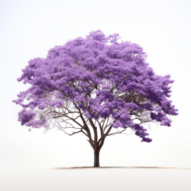 Vista frontal minimalista de un árbol de Jacaranda aislado