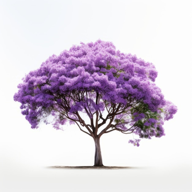 Vista frontal minimalista de un árbol de Jacaranda aislado