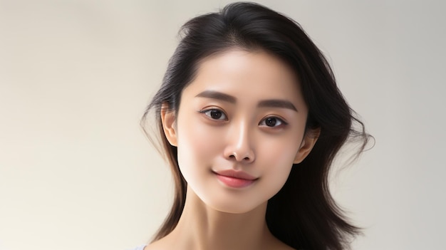 vista frontal de una mujer coreana posando en un estudio generado por IA
