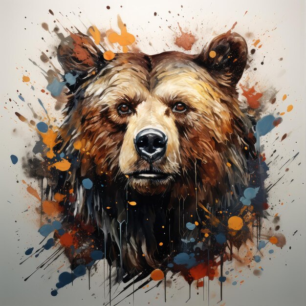 Vista frontal de un oso marrón aislado sobre un fondo negro Retrato del oso de Kamchatka Ursus arctos beringianus