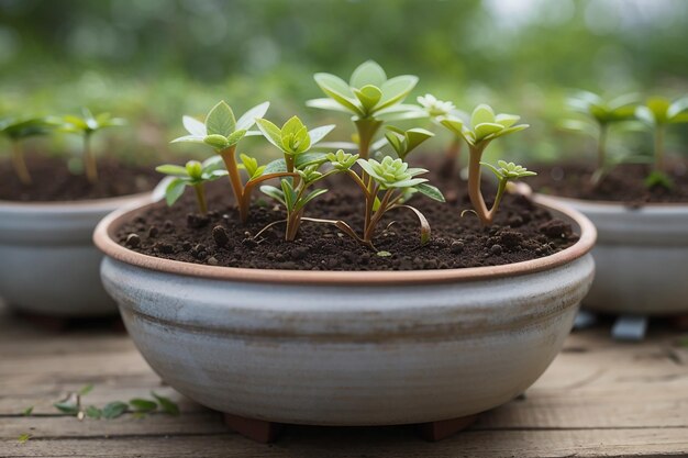 Vista frontal de plantas en crecimiento.