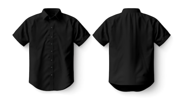 Vista frontal y posterior de una camisa negra para el diseño del producto
