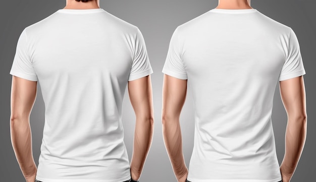 Vista frontal y posterior de la camiseta blanca en blanco Generative Ai