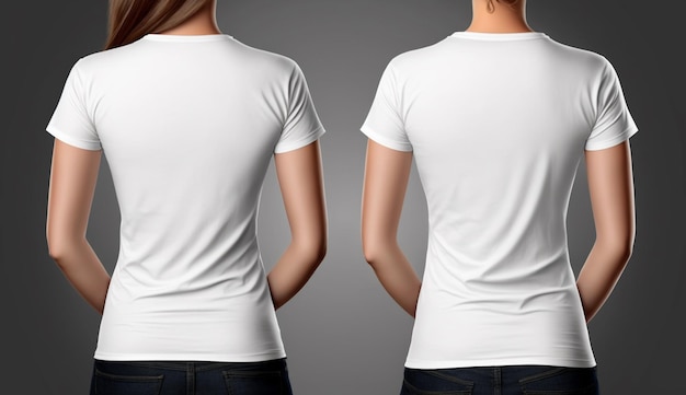 Vista frontal y posterior de la camiseta blanca en blanco Generative Ai