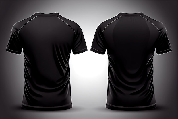 Vista frontal y posterior de la plantilla de maqueta de camisa negra en blanco aislada en maqueta de camiseta blanca lisa Presentación de diseño de sudadera de suéter de camiseta para imprimir