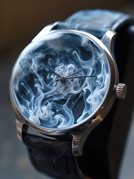 Vista frontal de un reloj de pulsera un concepto de póster de reloj de lujo