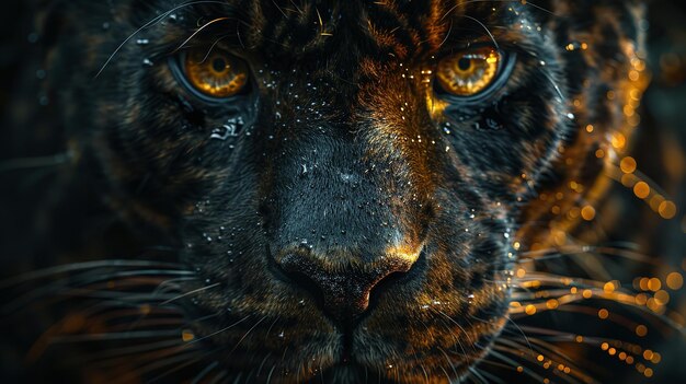 Vista frontal en un telón de fondo oscuro La serie de películas Predator Generative Ai Panthers