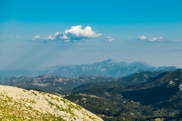 Vista de la gama de los Alpes Dináricos en horario de verano