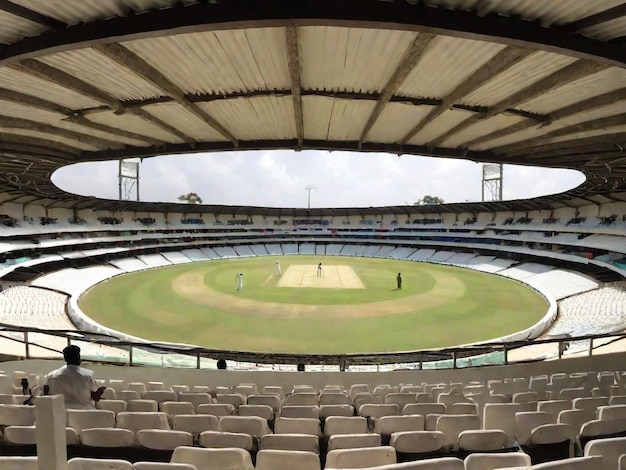 Vista general del estadio de cricket y el cielo con nubes creadas