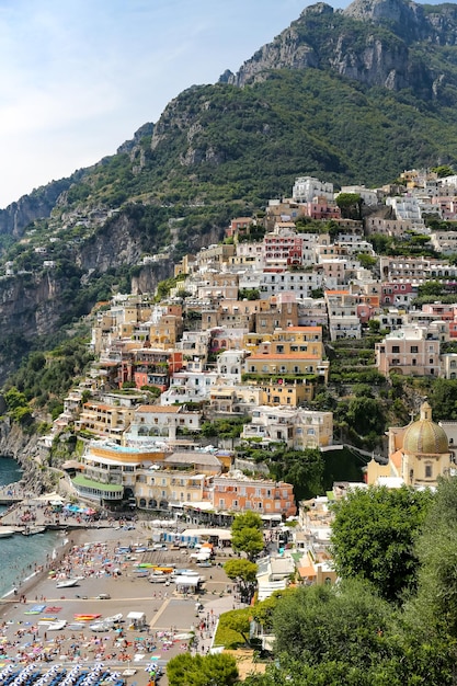 Vista geral da cidade de Positano em Nápoles Itália