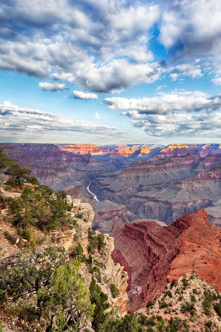 Foto vista del gran cañón y el río colorado, estados unidos