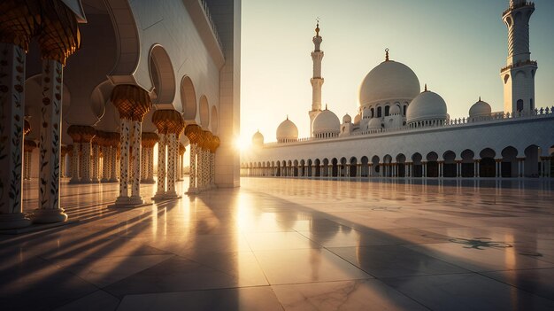 Una vista de la gran mezquita Sheikh Zayed desde el interior.