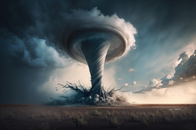 Vista de un gran tornado Ilustración Generativa AI