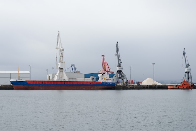 Vista de grúas de puerto industrial en el puerto marítimo