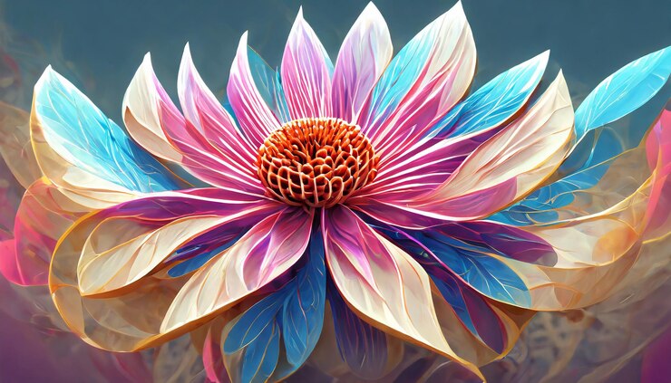 Vista de una hermosa flor en 3D