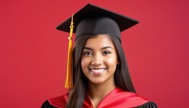 Vista de la hermosa joven graduada