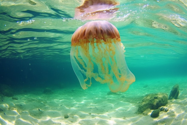 Vista de hermosas medusas nadando en el agua