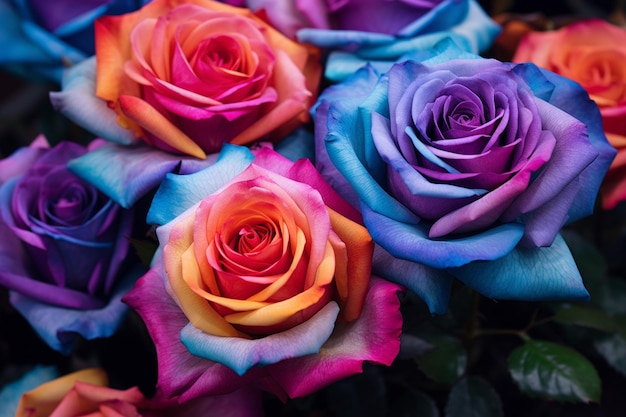 Vista de las hermosas rosas en flor