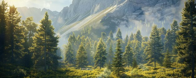 Una vista de hermosos árboles de la naturaleza en primer plano