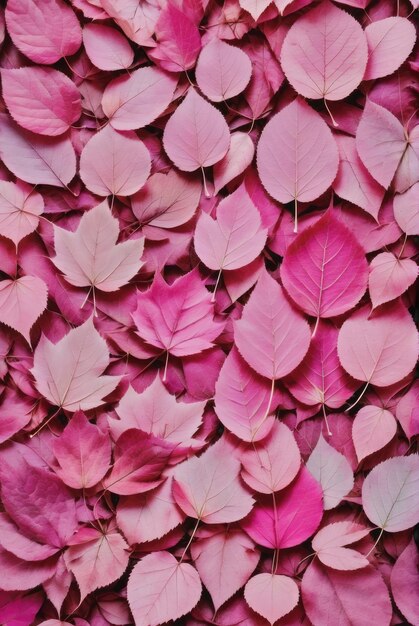 Foto una vista de las hojas rosadas secas de otoño