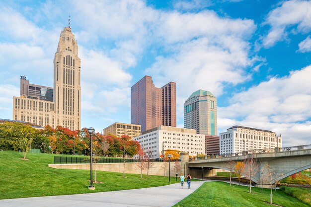 Vista del horizonte del centro de la ciudad de Columbus, Ohio, en EE.