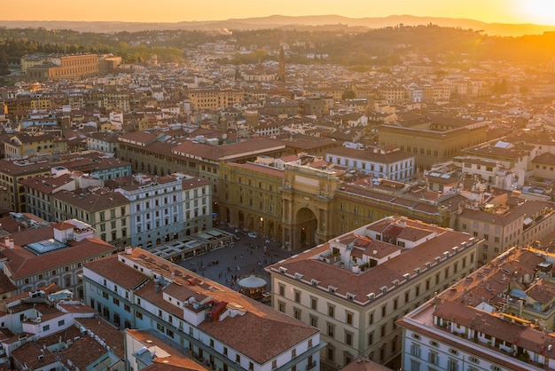 Vista del horizonte de Florencia desde la vista superior en Italia