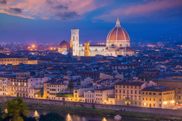 Foto vista del horizonte de florencia desde la vista superior en italia