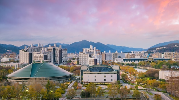 Vista del horizonte de Hiroshima. Sitio del Patrimonio Mundial de la UNESCO en Japón