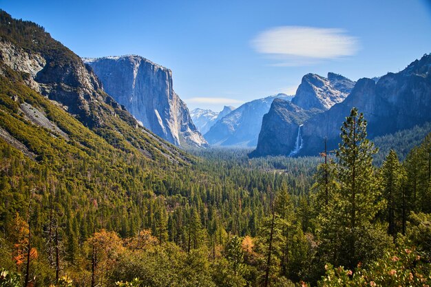 Vista icónica y majestuosa del túnel en Yosemite temprano en la mañana