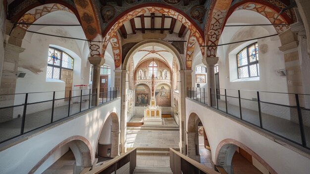 Foto una vista de una iglesia desde el interior de un edificio