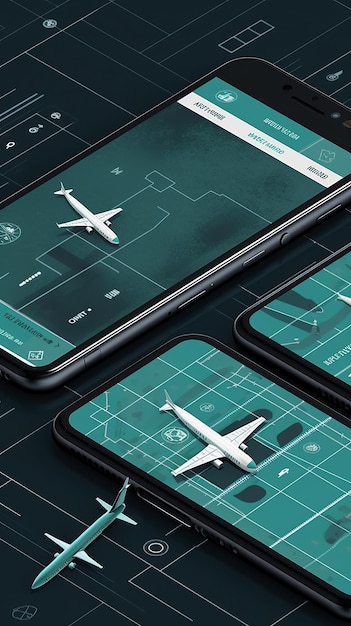 Foto vista de ilustración generada por ai de la aplicación de vuelo