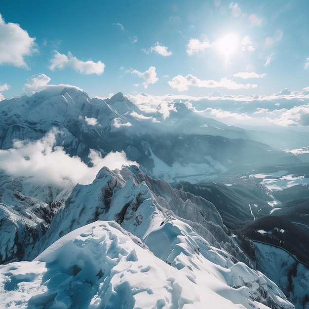 Una vista impresionante desde la cima de una montaña nevada