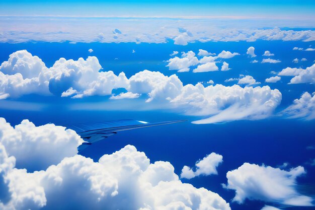 Una vista impresionante de nubes blancas y esponjosas que flotan contra un cielo azul vibrante