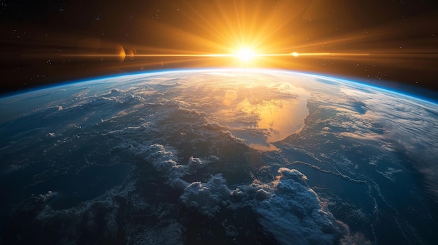 Una vista impresionante de la Tierra desde el espacio con continentes y océanos iluminados por la luz solar