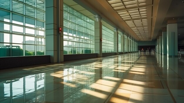 Vista interior del aeropuerto vacío