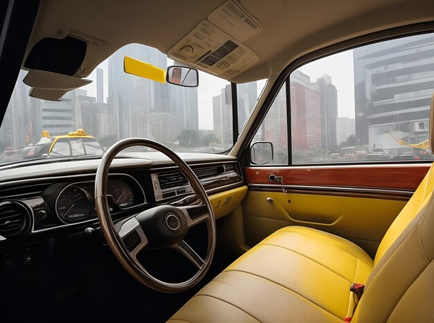 Vista del interior de la cabina de taxi