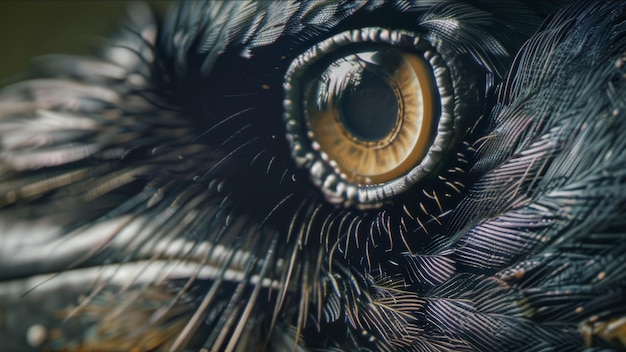 Una vista íntima del plumaje de las aves que muestra el detalle del ojo39