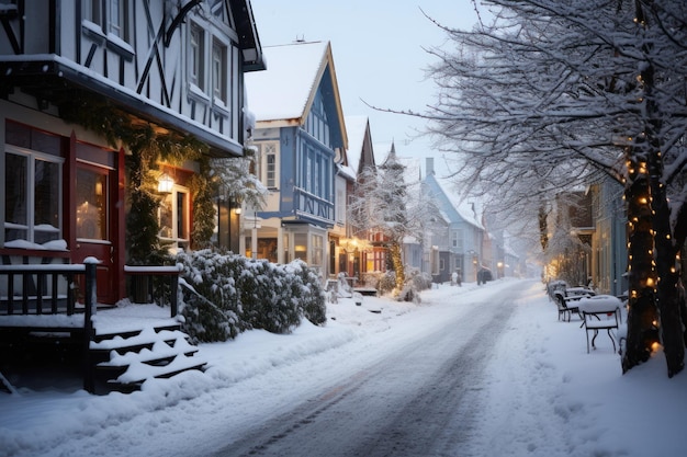 Vista invernal de la calle en la ciudad de Trondheim