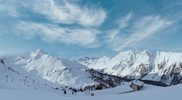 Foto vista de invierno de los alpes de silvretta austria panorama