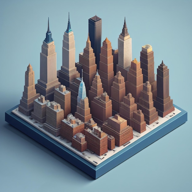 Foto vista isométrica de la ciudad de nueva york