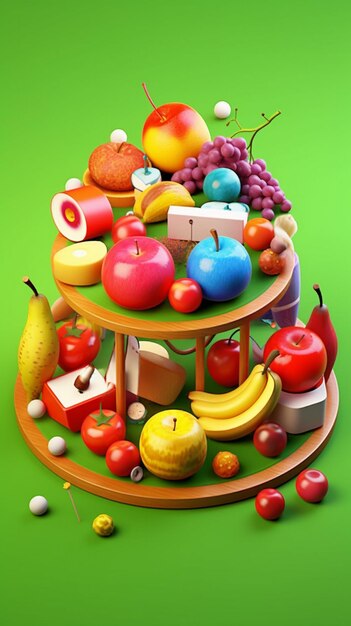 vista isométrica de los iconos de la fruta del activo del juego