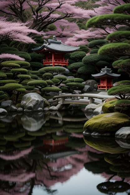 Vista del jardín japonés desde el porche